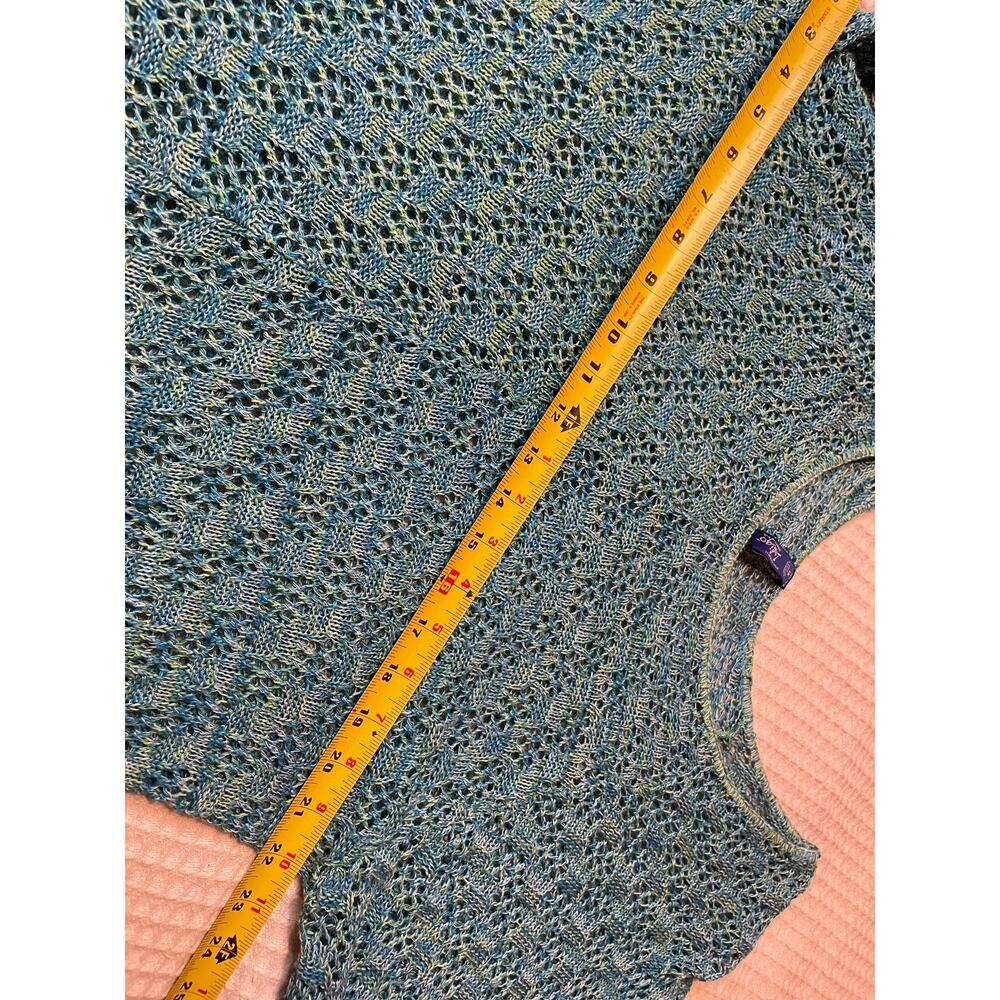 Great Northwest Indigo Boho Blue Aqua Knit Light Weight 3/4 Sleeve Sweater 1X - Picture 4 of 8